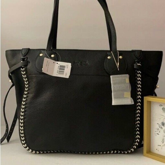 NWT Coach Whiplash Black Leather Tatum Satchel Bag w/ Gold Accents Retail $550 - Picture 8 of 12